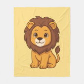 Cute Cartoon Lion on Yellow Fleece Deken (Voorkant)