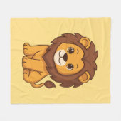 Cute Cartoon Lion on Yellow Fleece Deken (Voorkant (Horizontaal))