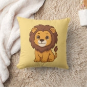 Cute Cartoon Lion on Yellow Kussen (Deken)