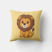 Cute Cartoon Lion on Yellow Kussen (Achterkant)