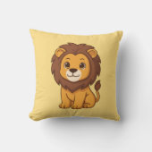 Cute Cartoon Lion on Yellow Kussen (Voorkant)