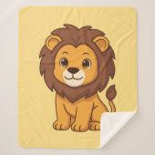 Cute Cartoon Lion on Yellow Sherpa Deken (Voorkant)