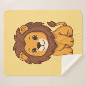 Cute Cartoon Lion on Yellow Sherpa Deken (Voorkant (horizontaal))