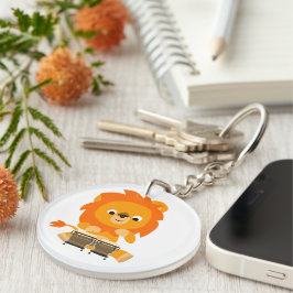 Cute Cartoon Lion Paing Bongos Acrylkeyring Sleutelhanger
