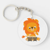 Cute Cartoon Lion Paing Bongos Acrylkeyring Sleutelhanger (Voorkant)
