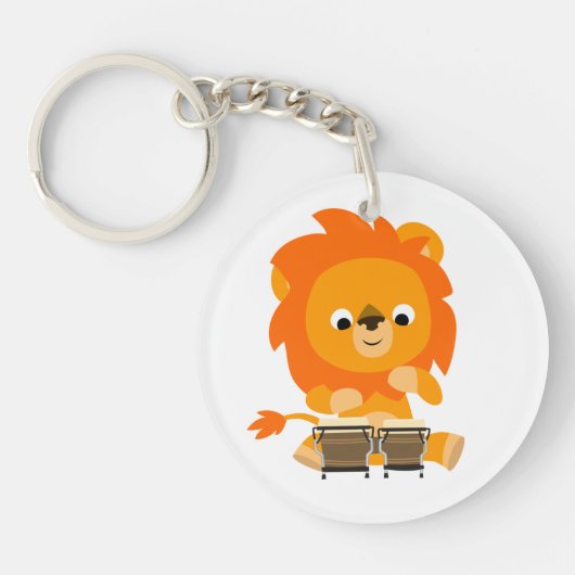 Cute Cartoon Lion Paing Bongos Acrylkeyring Sleutelhanger (Voorkant)
