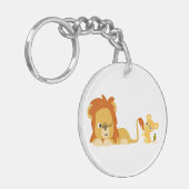 Cute Cartoon Lion Pap en Cub AcrylSleutelhanger Sleutelhanger (Voorkant Links)