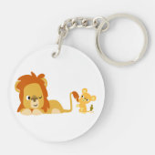 Cute Cartoon Lion Pap en Cub AcrylSleutelhanger Sleutelhanger (Achterkant)