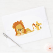 Cute Cartoon Lion Pap en Cub Sticker (Envelop)