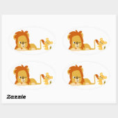 Cute Cartoon Lion Pap en Cub Sticker (Vel)