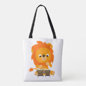 Cute Cartoon Lion Paying Bongos Canvas tassen (Achterkant)