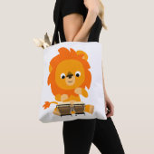 Cute Cartoon Lion Paying Bongos Canvas tassen (Dichtbij)