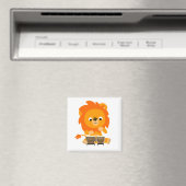 Cute Cartoon Lion Paying Bongos Magnet (Insitu (Vaatwasser))