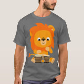 Cute Cartoon Lion Pplay Bongos T-Shirt (Voorkant)