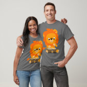 Cute Cartoon Lion Pplay Bongos T-Shirt (Unisex)