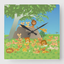 Cute Cartoon Lion Pride Wall klok