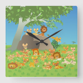 Cute Cartoon Lion Pride Wall klok