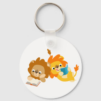 Cute Cartoon Lion Readers Sleutelhanger
