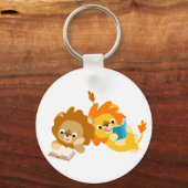 Cute Cartoon Lion Readers Sleutelhanger (Voorkant)
