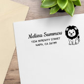 Cute Cartoon Lion Return Address Rubberstempel