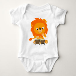 Cute Cartoon Lion Spelen Bongos Baby Bodysuit