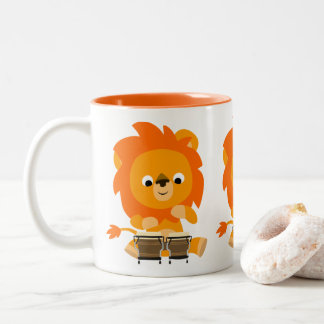 Cute Cartoon Lion Spelen Bongos Mok