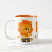 Cute Cartoon Lion Spelen Bongos Mok (Links)