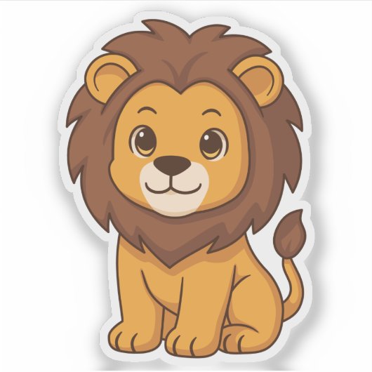 Cute Cartoon Lion Sticker (Voorkant)