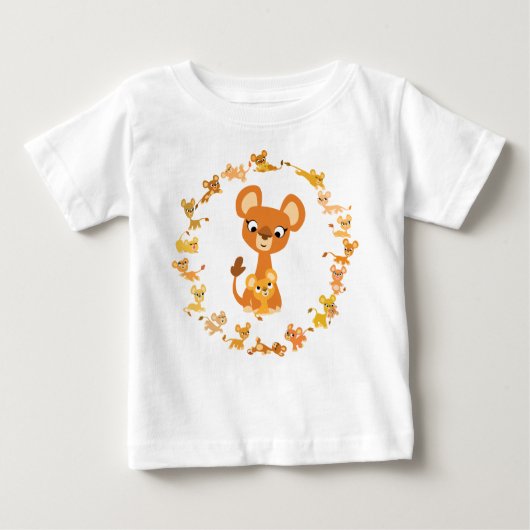 Cute Cartoon Lionesses Mandala Baby T-Shirt (Voorkant)