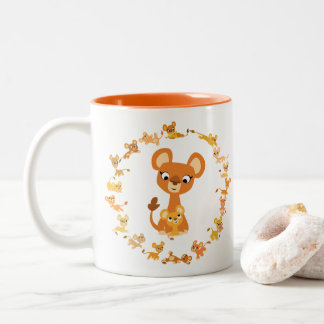 Cute Cartoon Lionesses Mandala Mok