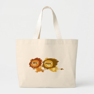 Cute Cartoon Lions in een Haast Bag Grote Tote Bag