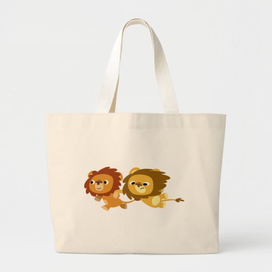 Cute Cartoon Lions in een Haast Bag Grote Tote Bag (Voorkant)