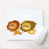 Cute Cartoon Lions in een Haast Mousepad Muismat (Met muis)