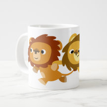 Cute Cartoon Lions in een Mok Snel jumbo