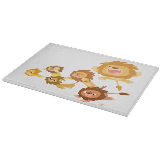 Cute Cartoon Lions Parade Cutting Board Snijplank (Hoek)