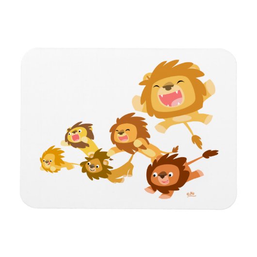 Cute Cartoon Lions Parade Flexible Magnet Magneet (Horizontaal)