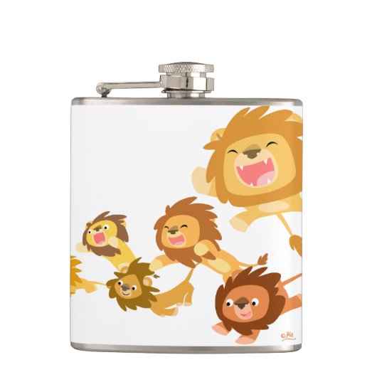 Cute Cartoon Lions Parade Hip Flask Heupfles (Voorkant)