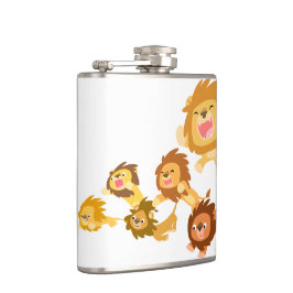 Cute Cartoon Lions Parade Hip Flask Heupfles