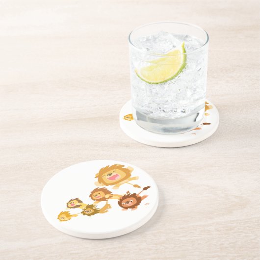 Cute Cartoon Lions Parade Onderzetter (Zijkant)