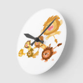 Cute Cartoon Lions Parade Wall Clock Ronde Klok (Hoek)
