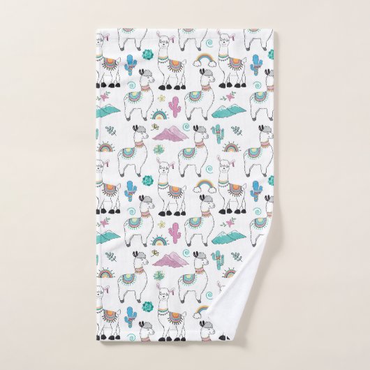 Cute Cartoon Llama Pattern Bad Handdoek (Handdoek)