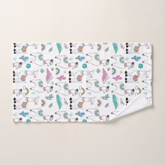 Cute Cartoon Llama Pattern Bad Handdoek (Handdoek)