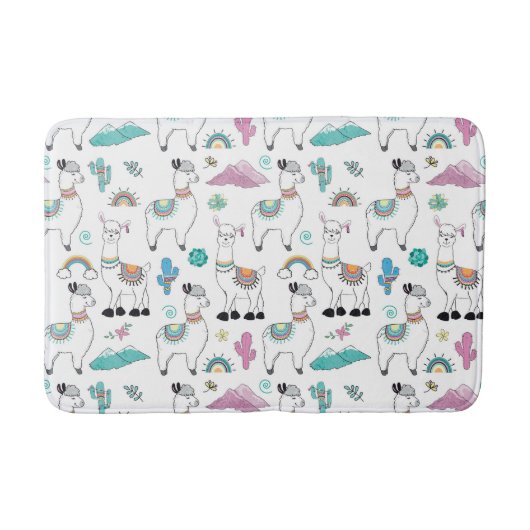 Cute Cartoon Llama Pattern Badmat (Voorkant)