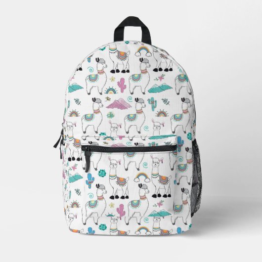 Cute Cartoon Llama Pattern Bedrukte Rugzak (Voorkant)