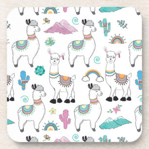 Cute Cartoon Llama Pattern Bier Onderzetter