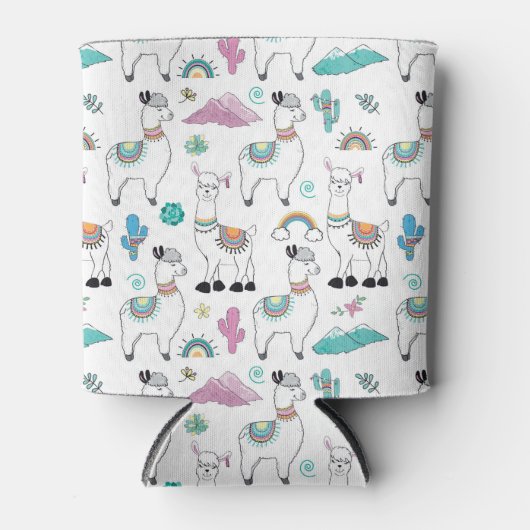 Cute Cartoon Llama Pattern Blikjeskoeler (Voorkant)