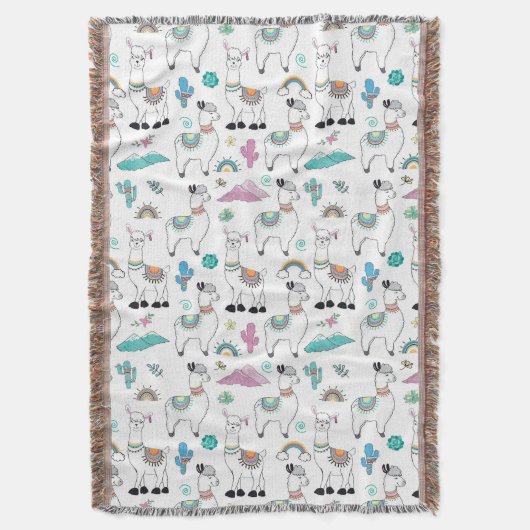 Cute Cartoon Llama Pattern Deken (Voorkant Verticaal)