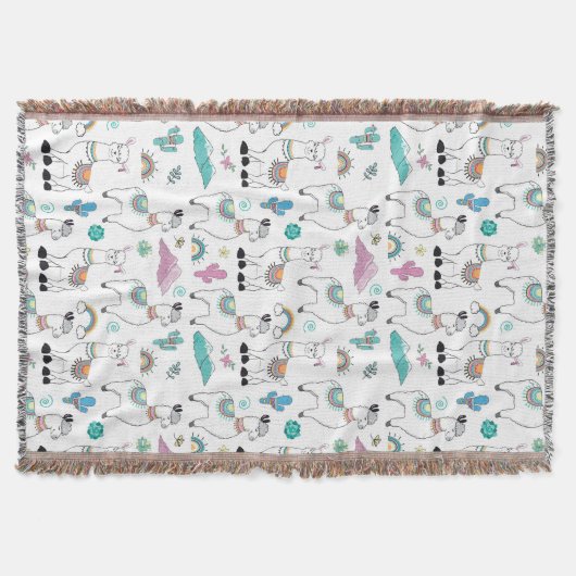 Cute Cartoon Llama Pattern Deken (Voorkant)