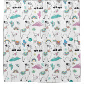 Cute Cartoon Llama Pattern Douchegordijn (Voorkant)