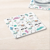 Cute Cartoon Llama Pattern Kartonnen Onderzetters (Schuin)